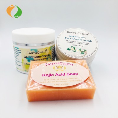 Glutathione Cream Kojic AcidSoap Rice Face Scrub Set For Face Skin Whitening Brightening